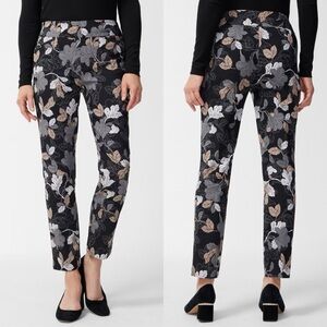 New Perfect Stretch Chicos Luxe Foliage Josie Slim Ankle Pants Leaf Pull On 3